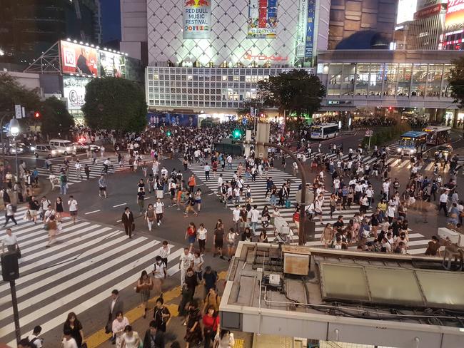 Shibuya Crossing, Tokyo, inspired angles used in the designs.