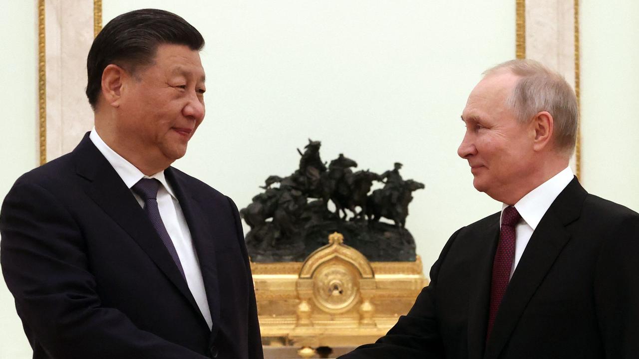 Russian President Vladimir Putin meets with China's President Xi Jinping at the Kremlin in Moscow. Picture: AFP