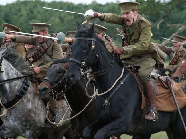 A world away from trenches and mud ... this cavalry charge scene from blockbuster War Horse shows how the opening skirmishes reflected a conflict very different to the war of attrition that developed.