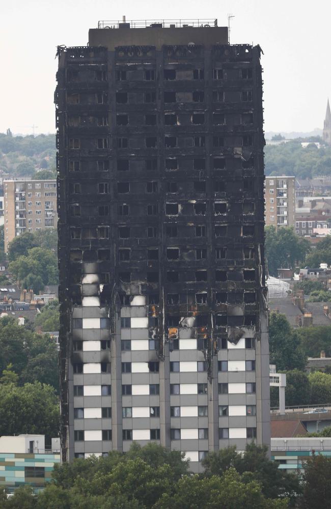 The remnants of Grenfell Tower in North Kensington. The structure was not tested in fire conditions and did not comply with building-safety guidance, according to an expert's report. Picture: AFP