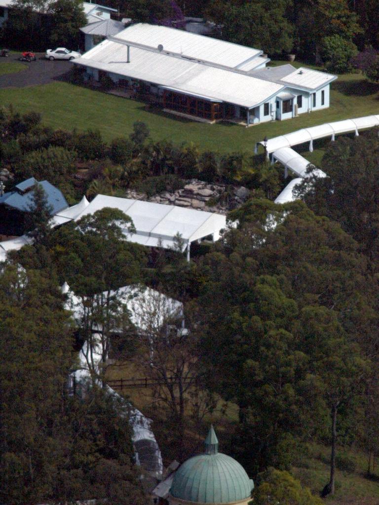 An aerial view of the Crowe compound.