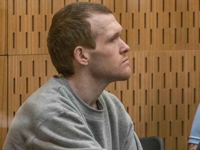 Brenton Tarrant at his sentencing hearing at Christchurch High Court on Wednesday. Picture: Getty Images