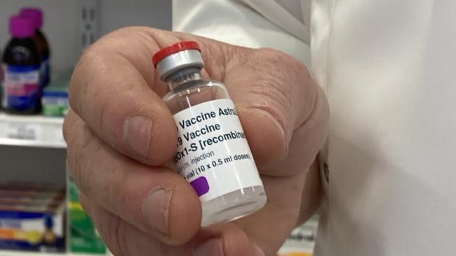 Priceline Pharmacy Dubbo owner Greg Shearing with doses of the AstraZeneca vaccine. Picture: Ryan Young