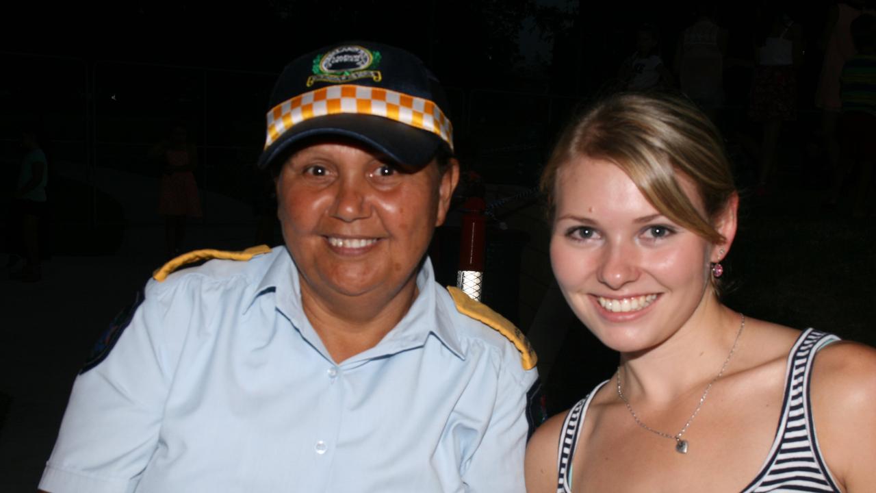 PLO Mandy Buhr and supervisor Ebony Reid at the Blue Light Disco beach party at the Leslie Park Youth Space on Friday, February 14. Photo by Deanna Millard / Warwick Daily News