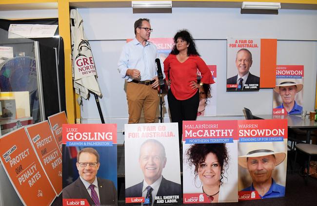 Returned Labor member for Solomon uke Gosling and Labor Senator Malarndirri McCarthy will unexpectedly be in Opposition. Picture: Keri Megelus