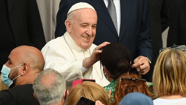 Pope Francis at the Vatican on Wednesday. Picture: AFP