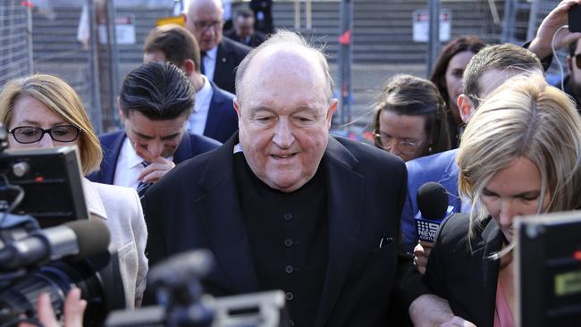 Archbishop Philip Wilson leaves the Newcastle Local Court on Tuesday after he was found guilty of concealing historic child sex abuse. Picture: AAP/Peter Lorimer