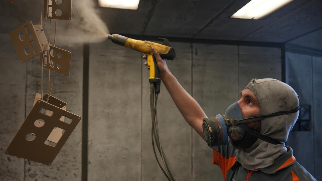 Powder coating in action at Garden City Powdercoating.