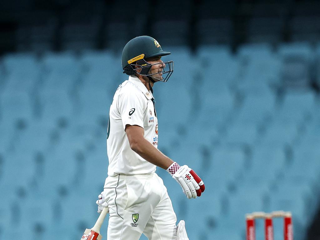 Australia's Joe Burns dismissed caught behind off India's Jasprit Bumrah.