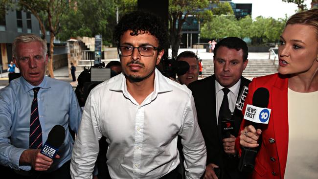 Arsalan Khawaja leaving Parramatta police station. Photographer: Adam Yip