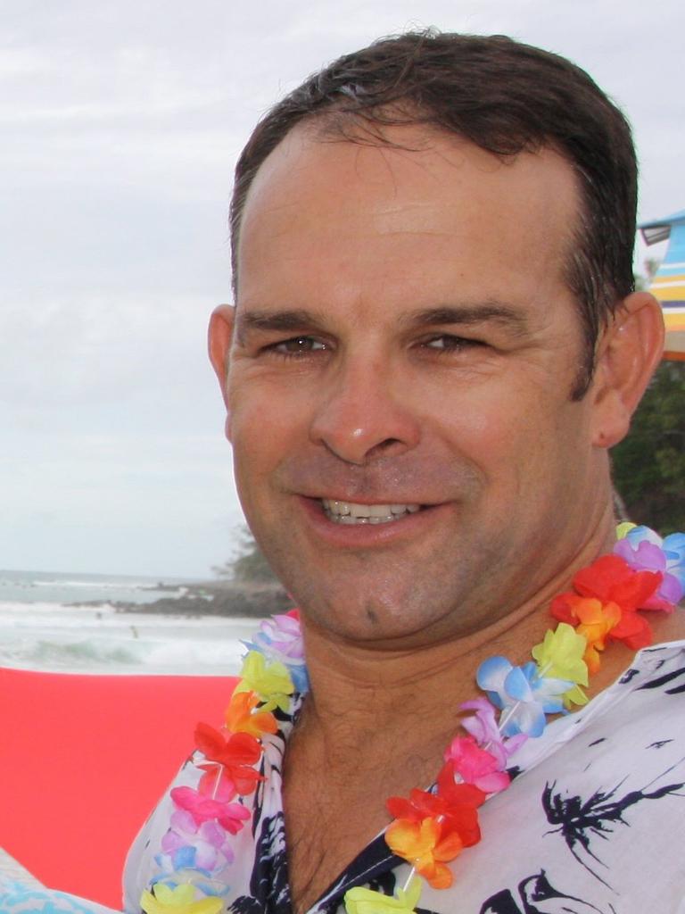 Peter James Cherry pictured at the 2017 Laguna Noosa Festival of Surfing at First Point, Noosa Heads. The father of three was sentenced to jail for biting a chunk out of a man's ear at a Noosa Heads bar in November 2018.