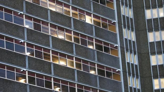 At least 500 police officers, healthcare and various violence, drug and alcohol abuse services are supporting Melbourne’s locked-down housing estates. Picture: Ian Currie