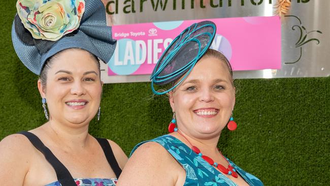 Keely Quinn and Angela Dunkley at the 2023 Darwin Cup Carnival Ladies Day. Picture: Pema Tamang Pakhrin