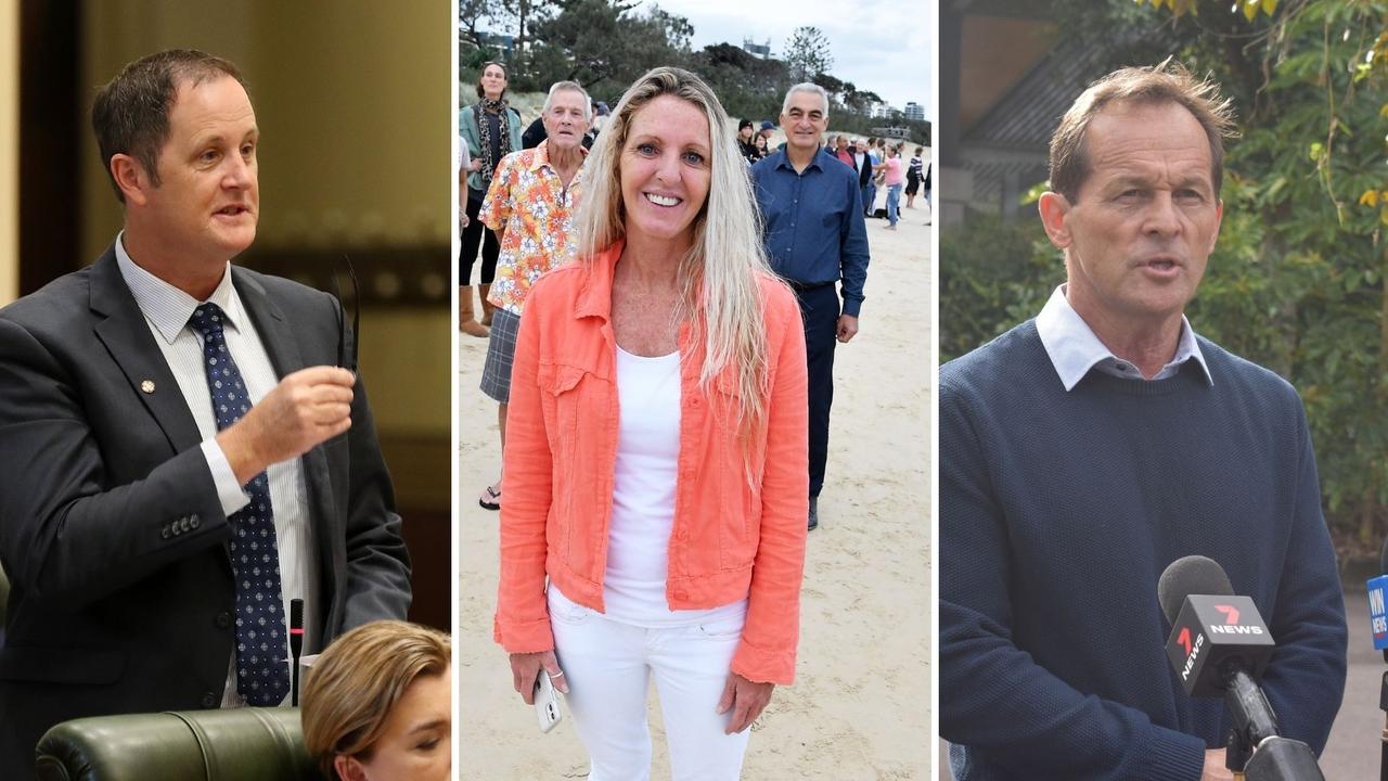 Caloundra MP Jason Hunt, left, community campaigner Rachael Bermingham and Division 2 Councillor Terry Landsberg have had their say on consultation processes in the region.