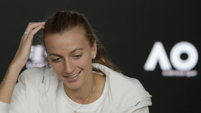 Petra Kvitova of Czech Republic attends a press conference after being defeated in hte final.