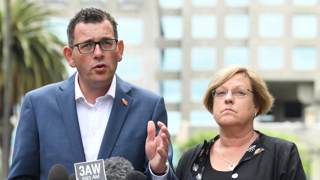 Victorian Premier Daniel Andrews and Police Minister Lisa Neville on Saturday.