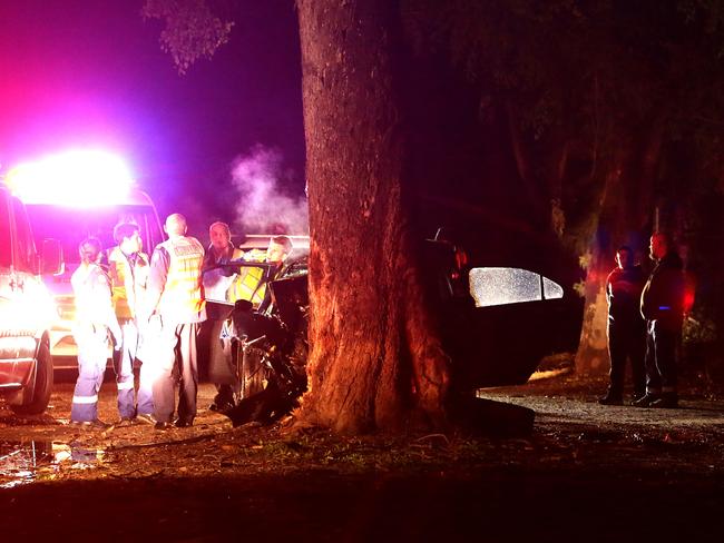 The accident happened on Henry Lawson Drive just after midnight. Picture: Bill Hearne