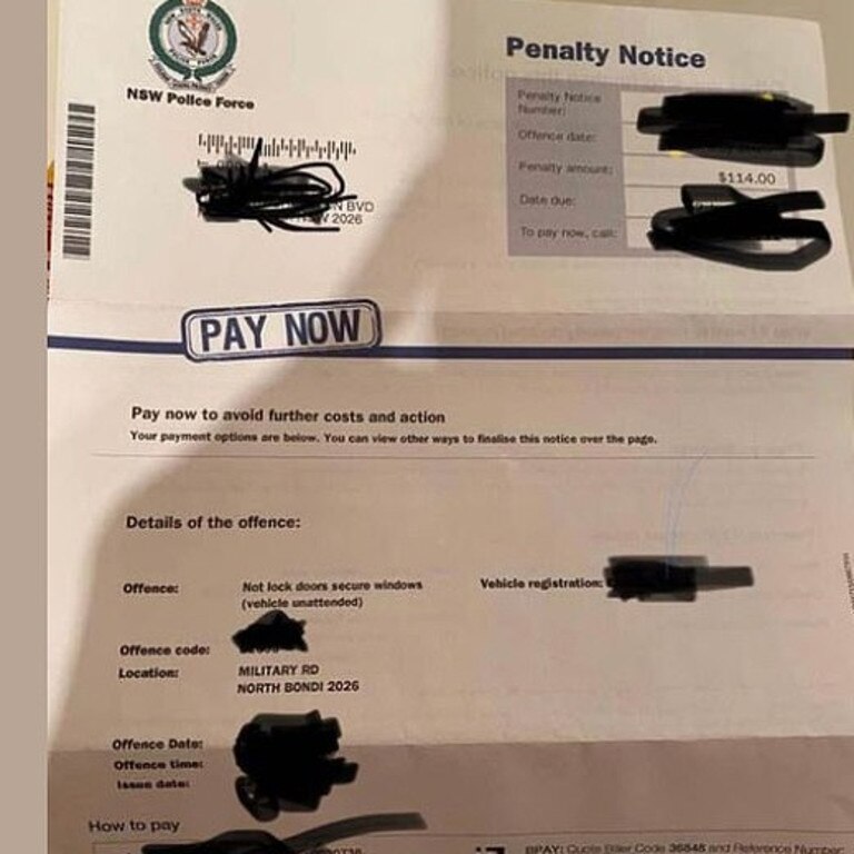 A parking fine shared on Facebook.