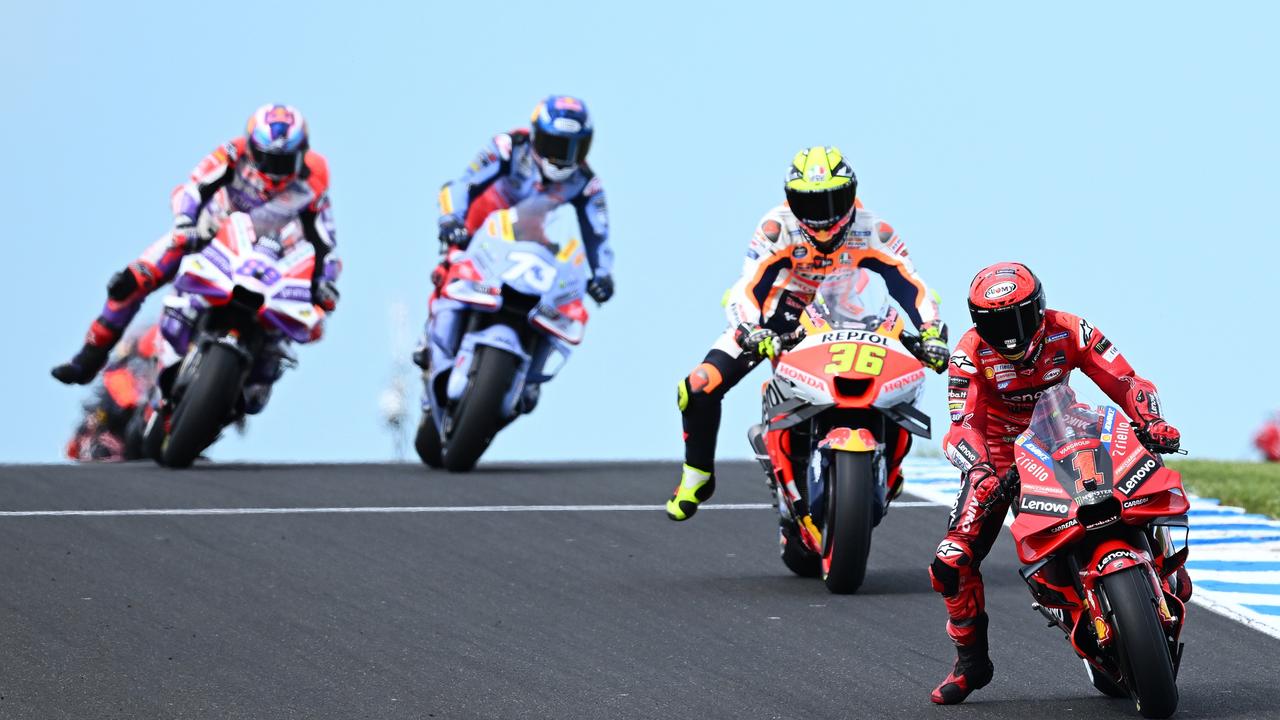 PHILLIP ISLAND, AUSTRALIA - OCTOBER 20: Francesco Bagnaia of Italy rides his Ducati Lenovo Team during free practice ahead of the 2023 MotoGP of Australia at Phillip Island Grand Prix Circuit on October 20, 2023 in Phillip Island, Australia. (Photo by Quinn Rooney/Getty Images)