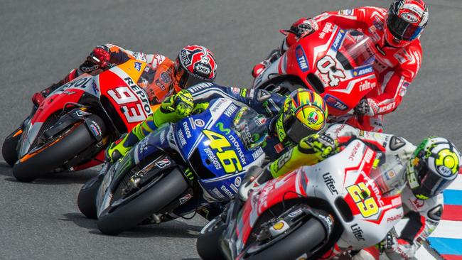 Iannone, Rossi, Marquez and Dovizioso in the early laps.