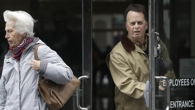 Edwin Hardeman, right, leaves court with his wife Mary in San Francisco. 