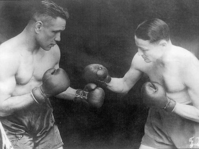 Two of Carroll’s great rivals, Queensland’s Ron Richards (left) and arch enemy Fred Henneberry from Sydney