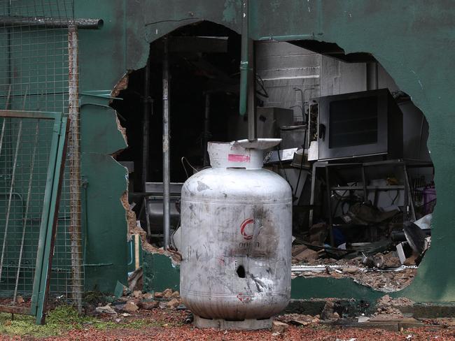 The scene at the small Tablelands community of Ravenshoe, where a driver lost control of his four wheel drive utility and collided into a cafe. PICTURE: BRENDAN RADKE.