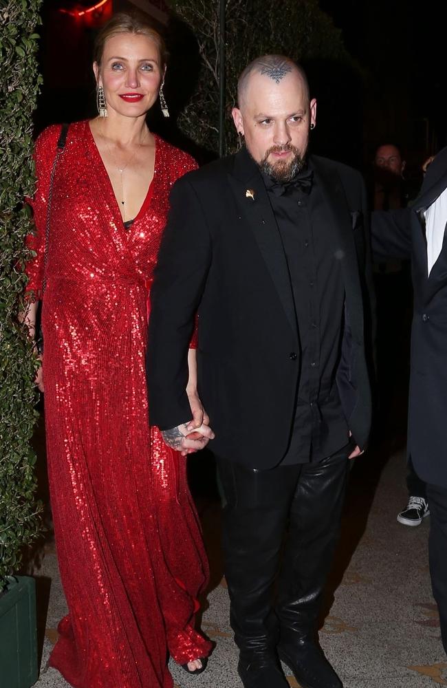 Cameron Diaz and Benji Madden leave Gwyneth Paltrow and Brad Falchuk's star-studded engagement party. Picture: Backgrid