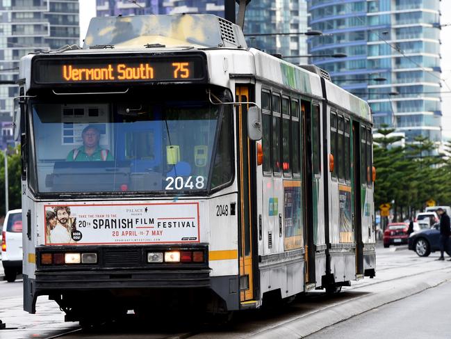 Tram routes 70 or 75 at docklands.   TWO tram routes on the Camberwell line were the cityâ€™s worst performing last year for punctuality. Passengers taking route 70 between Wattle Park in Surrey Hills and Docklands and route 75 between Vermont South and Docklands fared worse in 2016.  Picture: Nicole Garmston