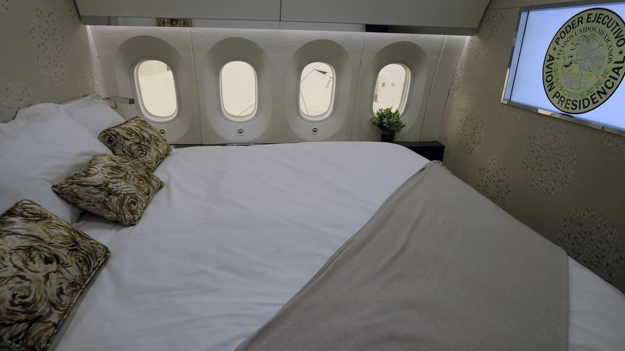 The bedroom on-board the presidential jet. Picture: Alfredo Estrella/AFP