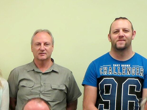 L-R, NT Shadow Minister for Domestic Violence Steve Edgington with friend and business partner Jason Newman who pleaded guilty to aggravated assault on his wife. Picture - Supplied