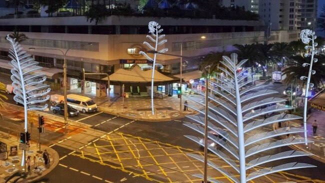 The controversial ‘silver ferns’ which were to be erected in Surfers Paradise.