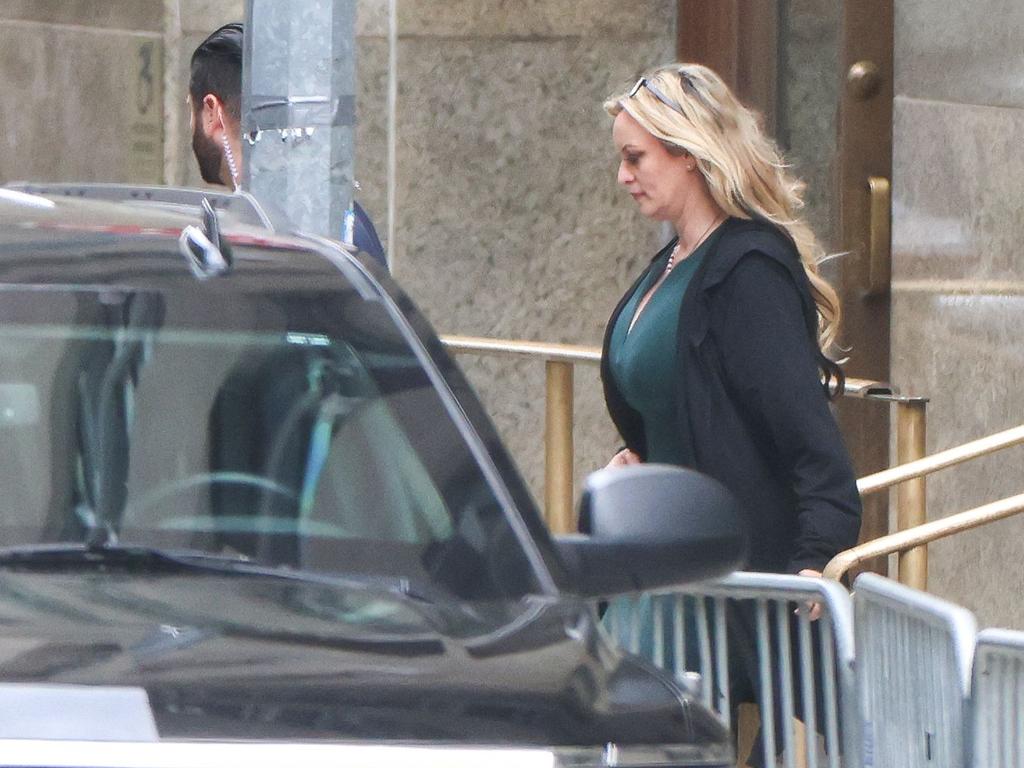 Stormy Daniels leaves the Manhattan Criminal Court after giving evidence. Picture: AFP