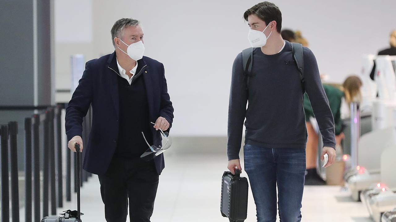 Eddie McGuire arrives in the Queensland hub last year. Picture: Alex Coppel