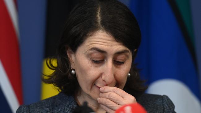 Ms Berejiklian said that given NSW’s current Covid-19 situation, her resignation “could not occur at a worse time”. Picture: NCA NewsWire/Jeremy Piper