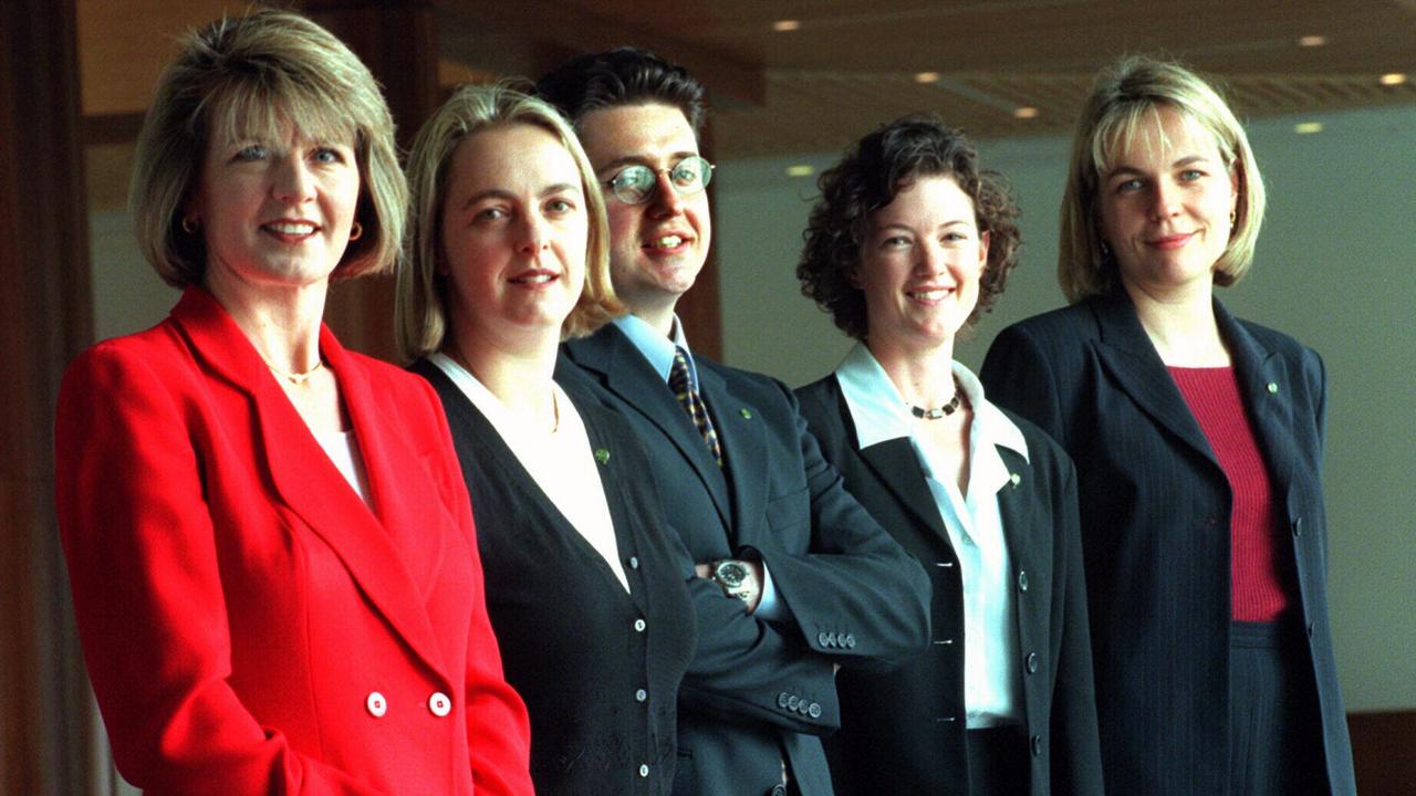 Julie Bishop, left, with fellow politicians Nicola Roxon, Christian Zahra, Kirsten Livermore and Tanya Plibersek in November 1998.