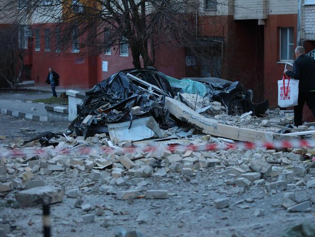 The aftermath of fresh air attacks on Belgorod on March 24. Picture: AFP