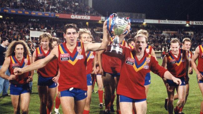 Darren Jarman and Andrew Jarman after the SA team beat Victoria in the 1994 State of Origin clash at Football Park.