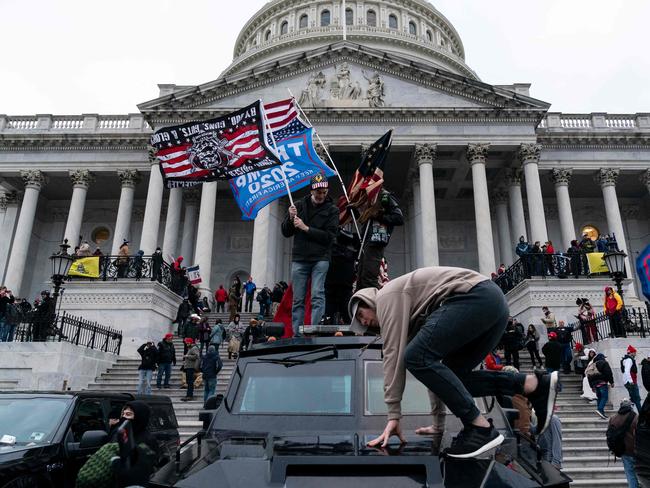 Supporters of US President Donald Trump outside the US Capitol on January 6, 2021. Picture: AFP