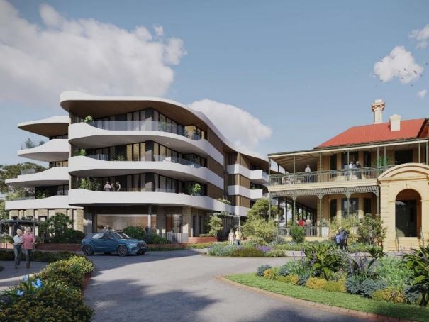 Artist's impression of some of the new buildings (left) and historic Beth Eden, right. Image: Marchese Partners