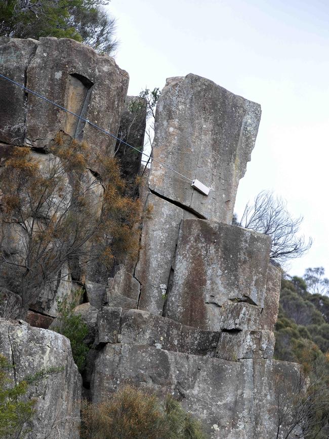 Rock above the Tasman Highway south of Orford. Picture: Chris Kidd