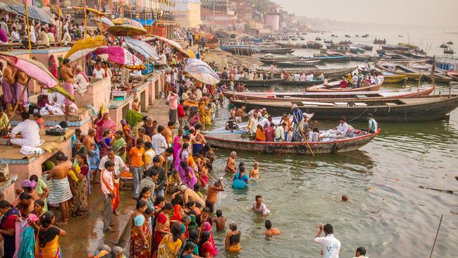 People bathing in the Ganges River