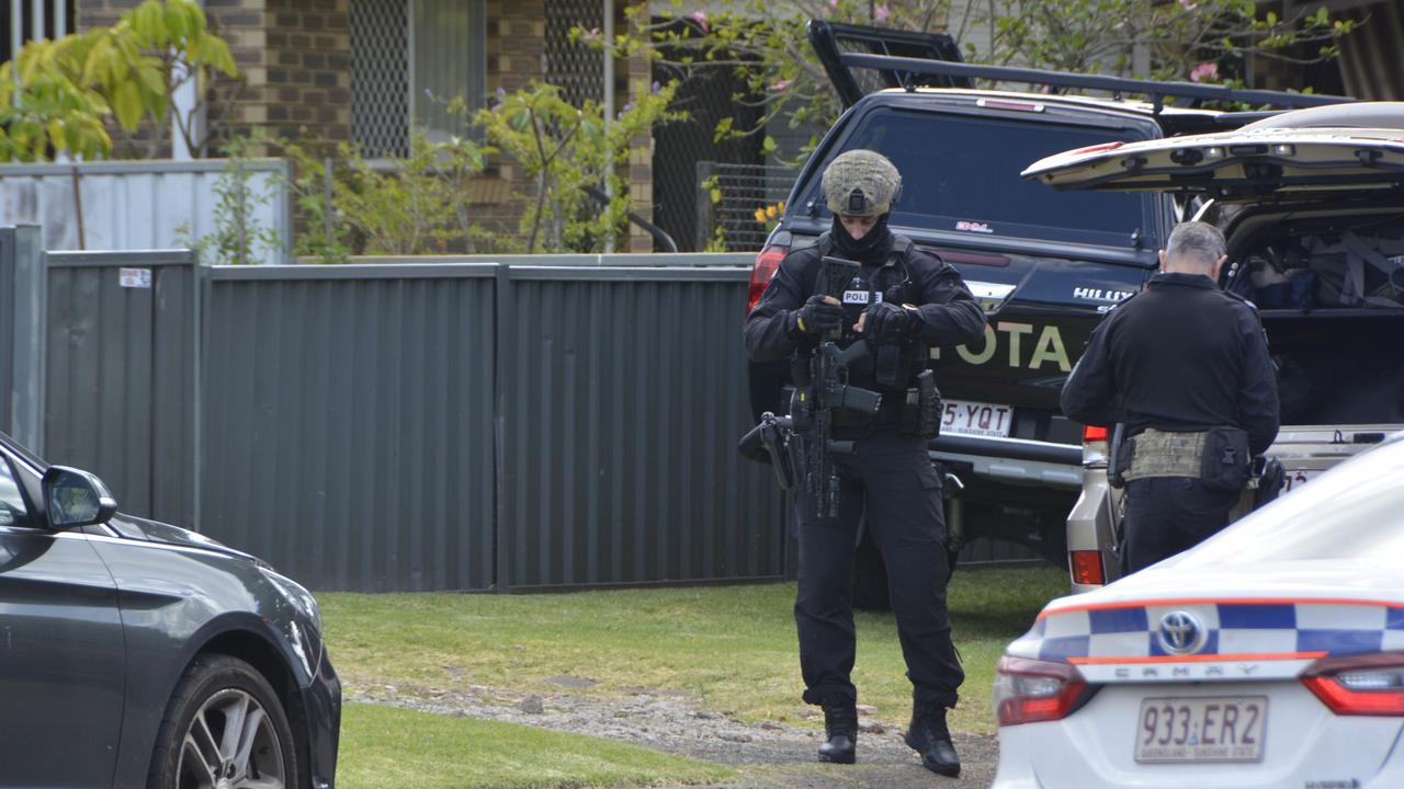 Officers from the Special Emergency Response Team on the scene of a standoff between police and an armed gunman at a Park St address in Newtown on December 21, 2022.