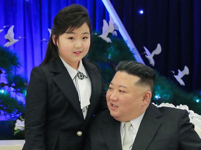 The girl, believed to be 10, is Kim’s most ‘beloved’ child. Picture: KCNA via KNS/AFP