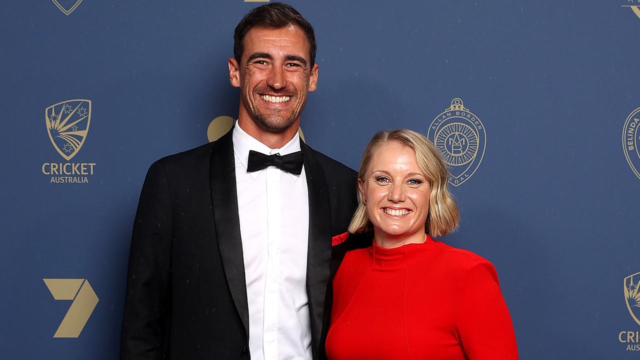 Mitchell Starc and Alyssa Healy arrive ahead of the 2023 Australian Cricket Awards at Royal Randwick Racecourse. Picture: Brendon Thorne/Getty Images