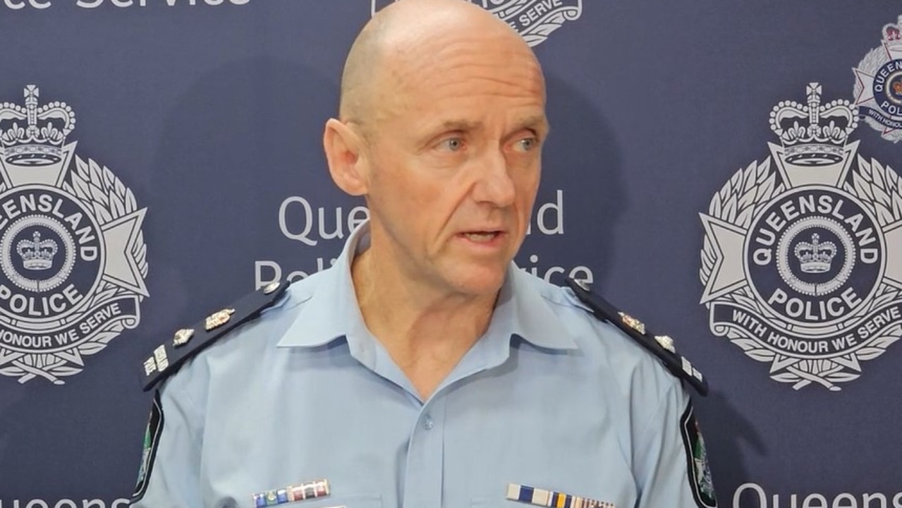 Mackay Whitsunday Acting District Officer Superintendent Shane Holmes speaks to media on Tuesday about the region deadly spate of crashes. Picture: Supplied