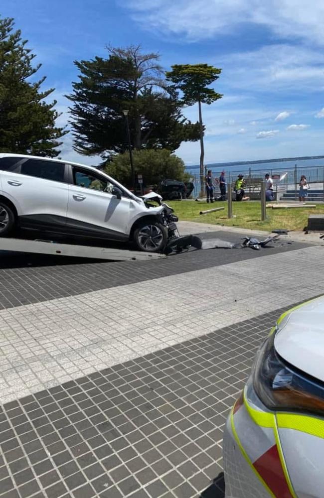 One of the vehicles involved in the crash was towed away from the scene. Picture: Facebook/Rose Nunn