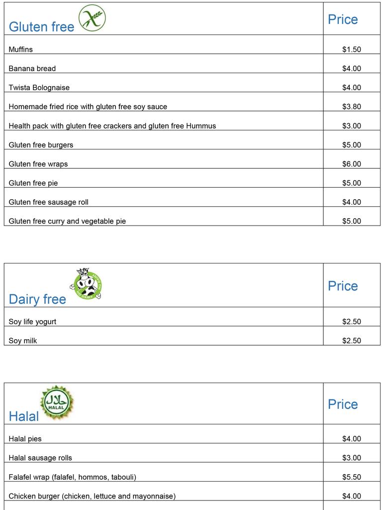 Kent Road Public School specialist menu