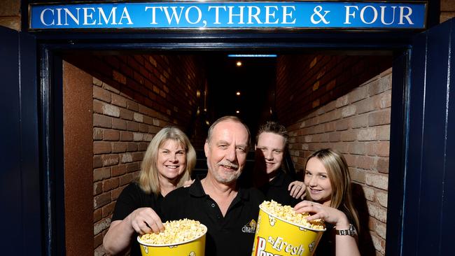 Owner Tom Schouten and family at the popular Boronia cinema complex. Picture: Steve Tanner