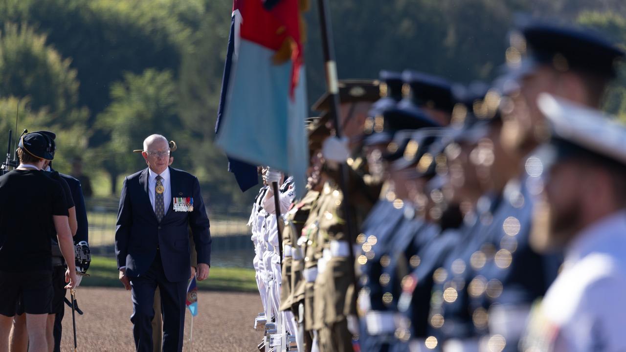 Governor-General David Hurley inspecting the troops. Picture: NCA NewsWire / Gary Ramage